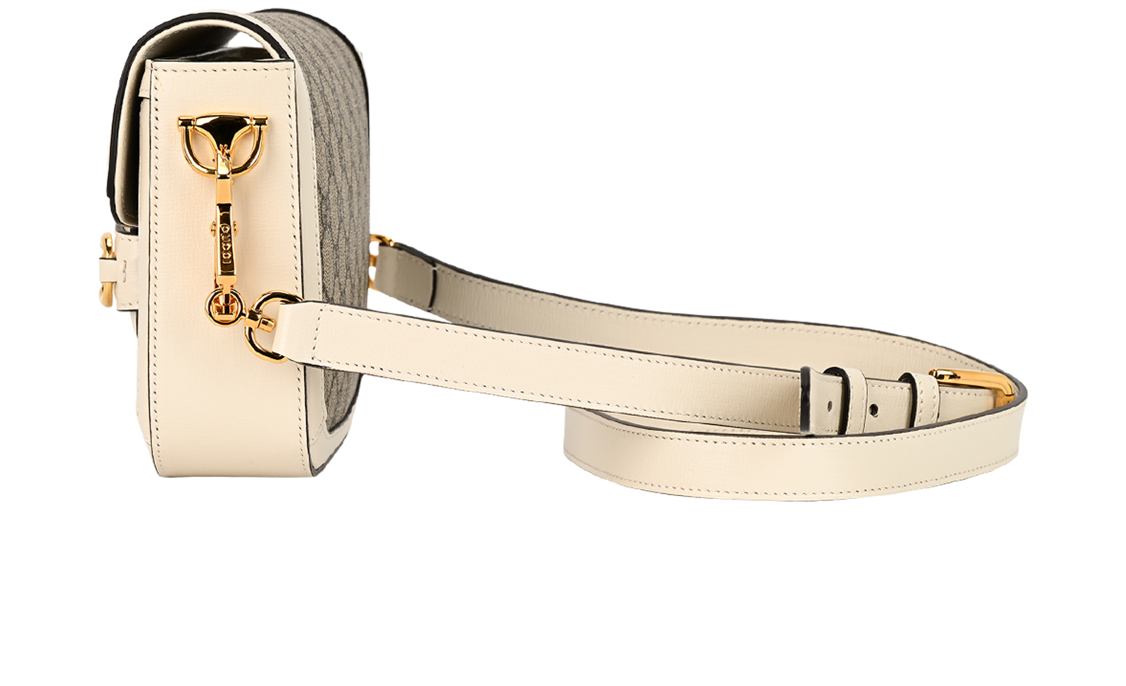 Horsebit 1955 Crossbody, &pound;1,100, Handbags, Beige/Cream, Canvas/Leather, Bottom view